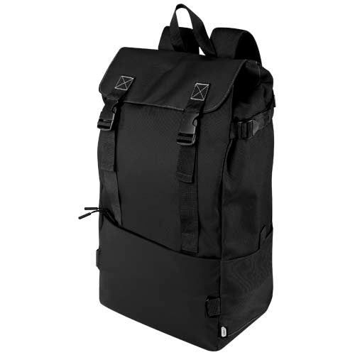 Schwarzer Roam GRS recycelter modularer Rucksack mit Rückentasche, ideal für Laptop, individuell mit Logo gestaltbar. Signalshop.de Werbeartikel, Werbegeschenke, Werbemittel, Giveaway.