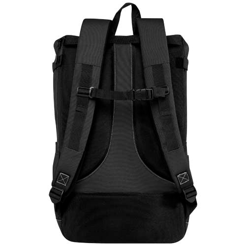 Schwarzer Roam GRS recycelter modularer Rucksack mit Laptop-Fach, individuell gestaltbar bei Signalshop.de Werbeartikel.