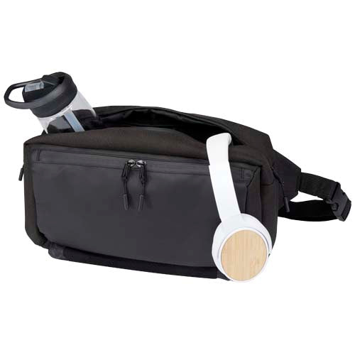Roam GRS recycelte modulare Slingbag in Schwarz, individuell mit Logo gestaltbar, von Signalshop.de, Werbeartikel.