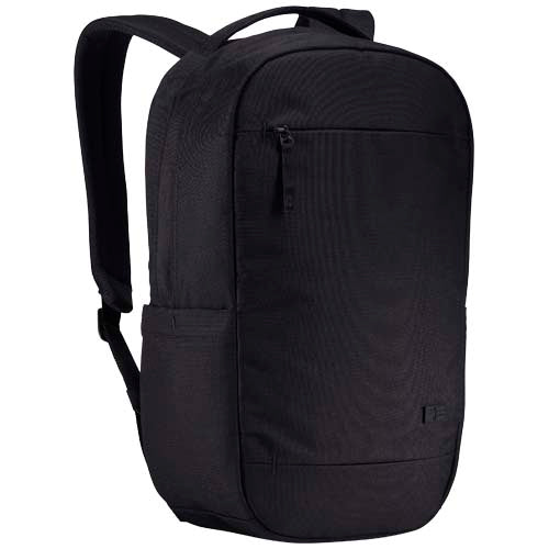 Schwarzer, recycelter Case Logic Laptop-Rucksack 14,5L, individuell gestaltbar, bei Signalshop.de Werbeartikel.