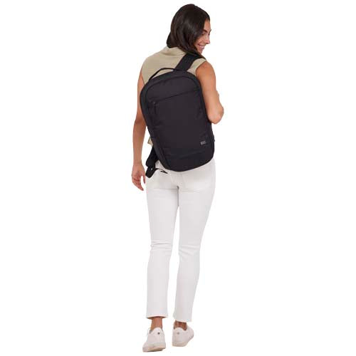 Schwarzer Case Logic Invigo 15,6" Rucksack, 25L, recycelt, individuell bedruckbar, bei Signalshop.de als Werbeartikel.