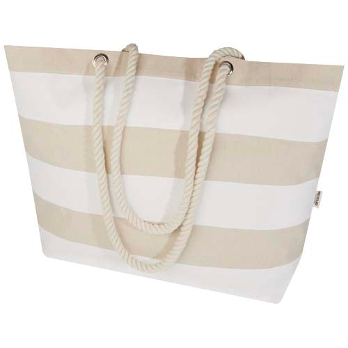 Gestreifte Strandtasche aus recyceltem Material, individuell bedruckbar, Signalshop.de Werbeartikel.
