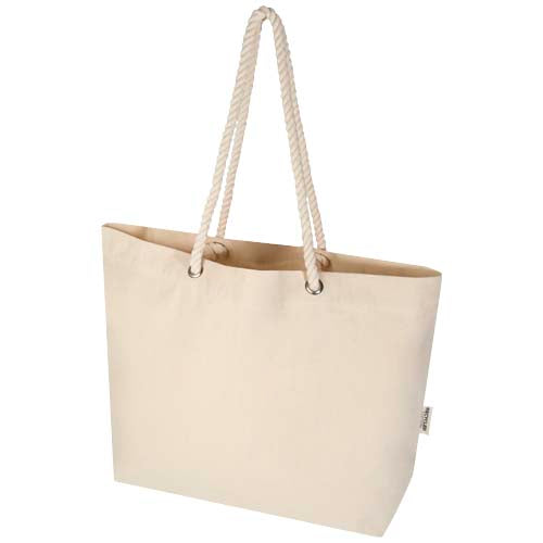 Florida Strandtragetasche aus recyceltem Material, beige, individuell gestaltbar mit Logo, Signalshop.de Werbeartikel.