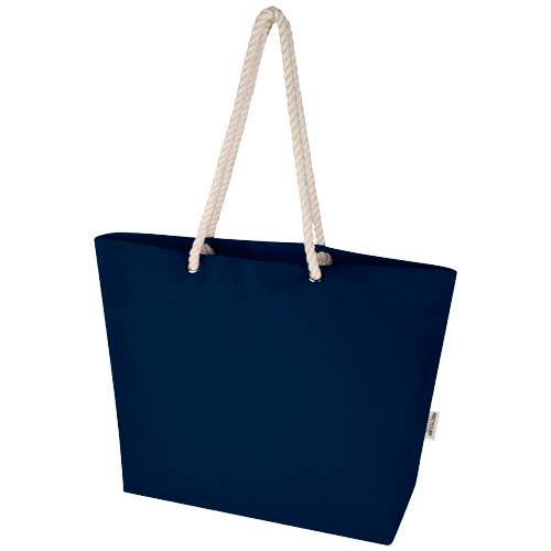 Blaue Strandtragetasche aus recyceltem GRS-Material, individuell mit Logo bedruckbar bei Signalshop.de, Werbeartikel.