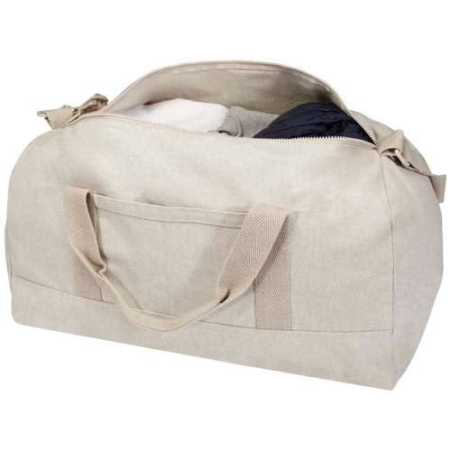 Cremefarbene Porter 500 g/m² Aware™ recycelte Reisetasche 50 L, individuell mit Logo bedruckbar, Signalshop.de Werbeartikel, Werbegeschenke, Werbemittel, Giveaway.