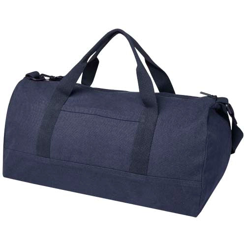 Blaue recycelte Reisetasche 50 L aus 500 g/m² Material, individuell bedruckbar mit Logo, Signalshop.de Werbeartikel.