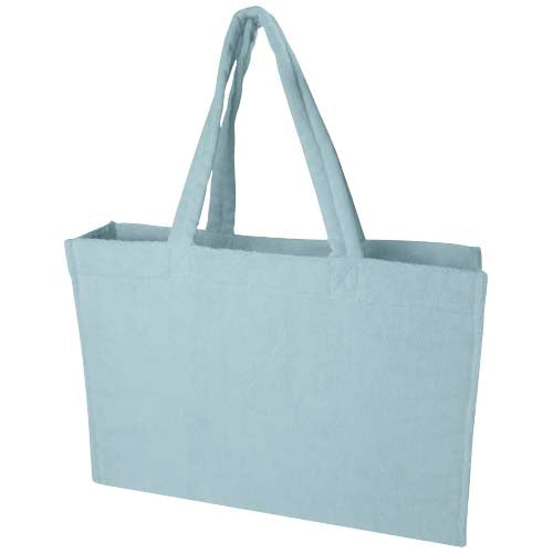 Hellblaue Siam GRS-recycelte Strandtragetasche aus Frottee, individuell bedruckbar, von Signalshop.de. Werbeartikel Giveaway.