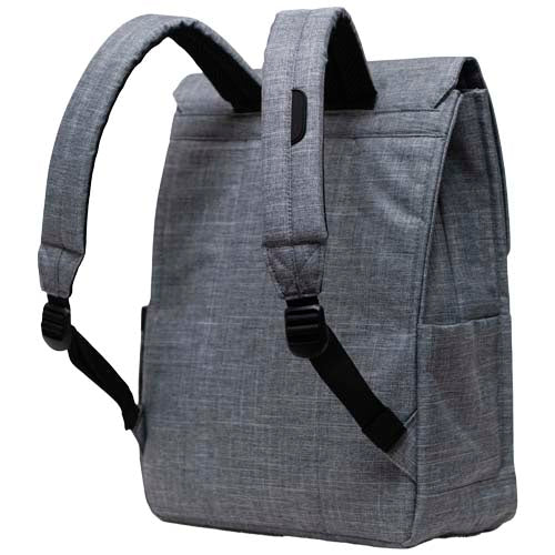 Grauer Herschel City Rucksack aus recyceltem Material, 16 L, individuell mit Logo bedruckbar, Signalshop.de Werbeartikel