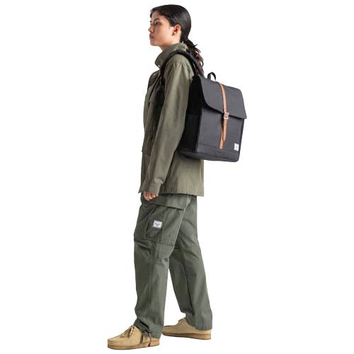 Herschel City Rucksack aus recyceltem Material, schwarz, 16 L, auf Signalshop.de, individuell bedruckbar, Werbeartikel.