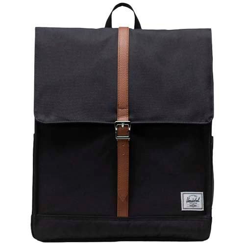 Herschel City Rucksack aus recyceltem Material, schwarz, 16 L, individuell bedruckbar, bei Signalshop.de Werbemittel.