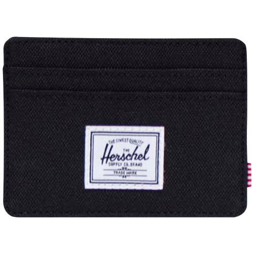 Herschel Charlie Kartenhalter aus recyceltem Material, RFID-sicher, schwarz, individuell mit Logo von Signalshop.de bedruckbar, ideal als Werbeartikel, Werbegeschenke, Werbemittel, Giveaway.