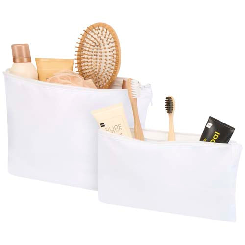 Weißes Swift GRS-recyceltes Kulturbeutelset, nachhaltig, individuell bedruckbar, von Signalshop.de für Werbeartikel, Werbegeschenke, Werbemittel, Giveaway.