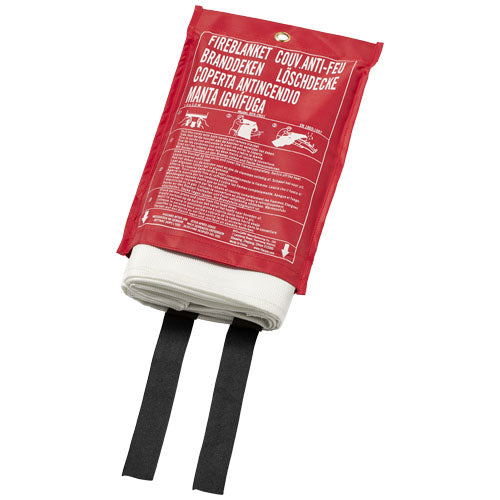 Rote Feuerlöschdecke Margrethe, individuell bedruckbar, Brandschutz-Werbeartikel von Signalshop.de.