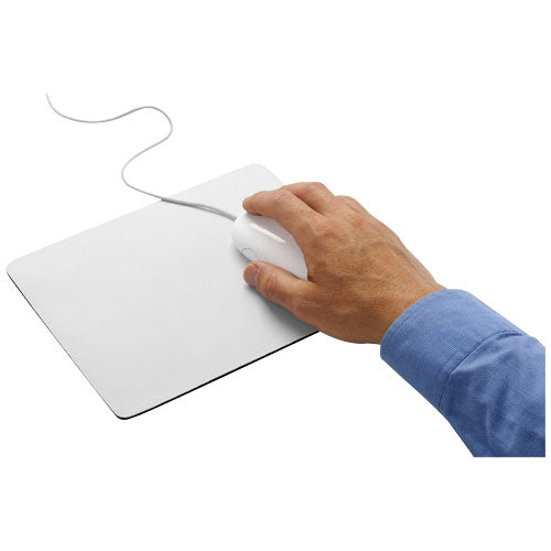 Heli flexibles Mauspad in Weiß mit Hand, individuell bedruckbar, ideal als Werbeartikel von Signalshop.de.