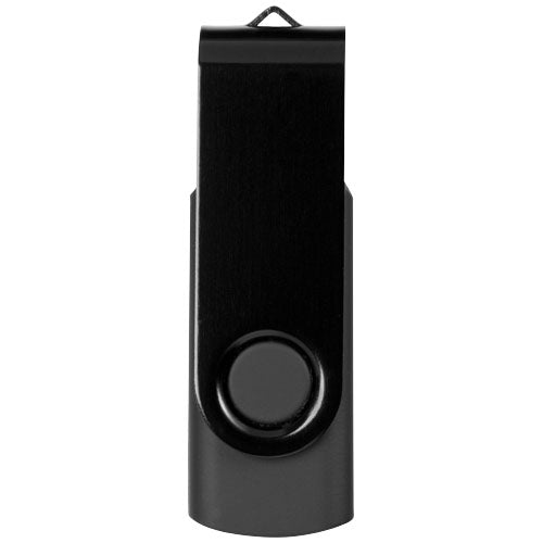 Schwarzer Rotate-Metallic 4 GB USB-Stick aus Metall mit Druckfläche für Logos, erhältlich bei Signalshop.de, Werbeartikel.