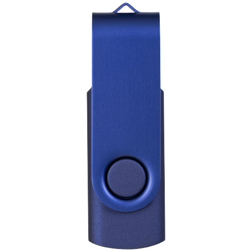 Blauer Rotate-Metallic 4 GB USB-Stick aus Metall, individuell mit Logo gestaltbar, ideal als Werbeartikel von Signalshop.de.