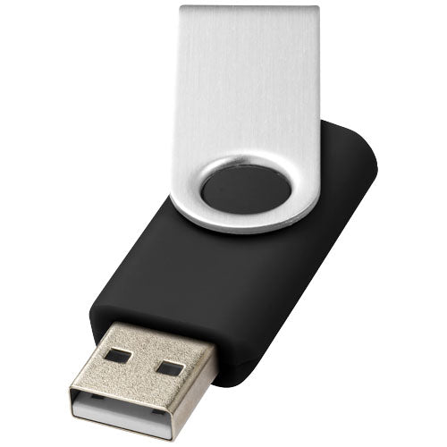 Schwarzer Rotate Basic 32 GB USB-Stick mit silberner Drehkappe, individuell gestaltbar, bei Signalshop.de Werbeartikel.