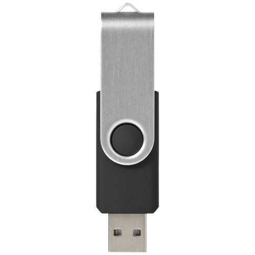 Rotate Basic 32 GB USB-Stick in Schwarz mit silberner Drehabdeckung, individuell mit Logo bedruckt bei Signalshop.de. Werbeartikel, Werbegeschenke, Werbemittel, Giveaway.