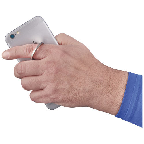 Cell Aluminium Ring Telefonhalterung an Handy, silber, individuell mit Logo gestaltbar, Signalshop.de Werbeartikel.