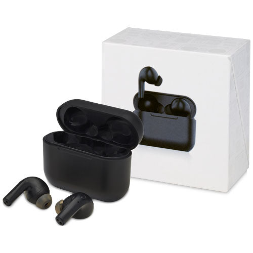 Braavos 2 True Wireless Ohrhörer in Schwarz, kabellos, Bluetooth, individuell mit Logo bedruckbar, Signalshop.de Werbeartikel.