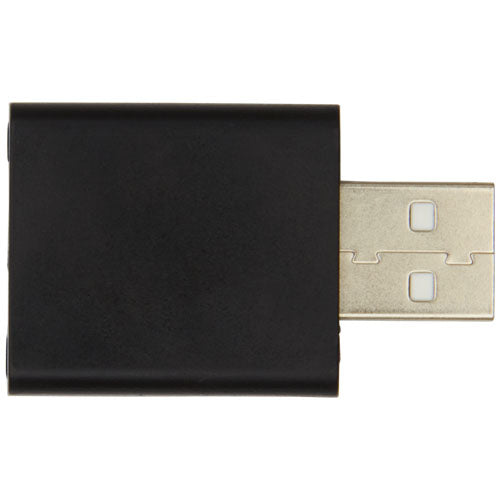 Schwarzer Incognito USB-Datenblocker von Signalshop.de, individuell mit Logo bedruckbar, ideal als Werbeartikel.