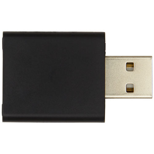 Schwarzer Incognito USB-Datenblocker von Signalshop.de, individuell gestaltbar, ideal als Werbeartikel oder Giveaway.