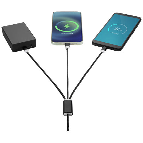Versatile 5-in-1-Ladekabel in Schwarz für Smartphones, individuell bedruckbar, erhältlich bei Signalshop.de, Werbeartikel, Werbegeschenke, Werbemittel, Giveaway.