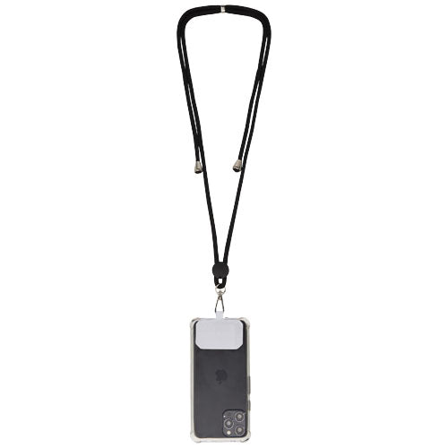 Schwarzes Kubi Smartphone Lanyard von Signalshop.de, individuell mit Logo bedruckbar, ideal als Werbeartikel.