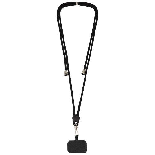 Schwarzes Kubi Smartphone Lanyard aus Signalshop.de, individuell bedruckbar, ideal als Werbegeschenk.