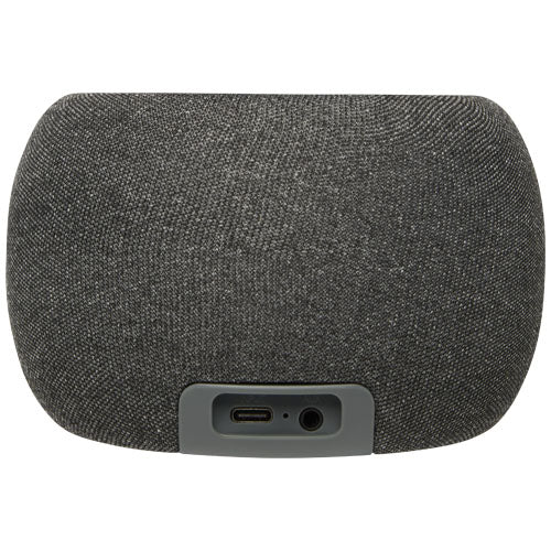Grauer Bluetooth® Lautsprecher aus Bambus/RPET, individuell gestaltbar, bei Signalshop.de als Werbeartikel.