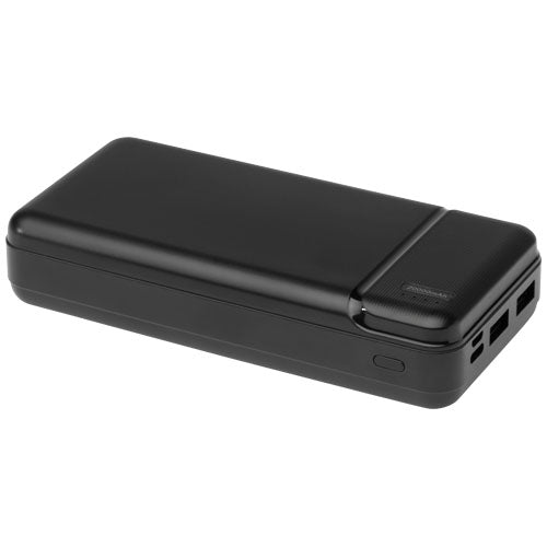 Loop 20.000 mAh Powerbank aus recyceltem Kunststoff in Schwarz von Signalshop.de, individuell bedruckbar, Werbeartikel, Werbegeschenke, Werbemittel, Giveaway.