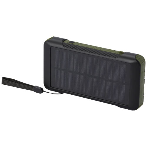 Schwarze Solardynamo-Powerbank 10.000 mAh aus recyceltem Kunststoff, individuell bedruckbar, Signalshop.de, Werbeartikel, Werbegeschenke, Werbemittel, Giveaway.