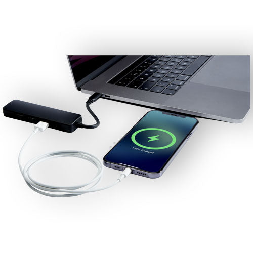 Loop Multimedia-Adapter aus recyceltem Kunststoff mit HDMI, USB, individuell bedruckbar bei Signalshop.de, Werbeartikel, Werbegeschenke.