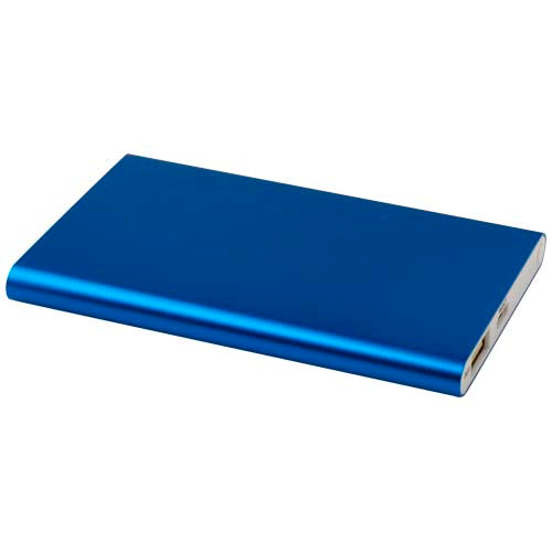 Blaue Powerbank aus recyceltem Aluminium, individuell gestaltbar, Signalshop.de Werbeartikel, 4000 mAh Type-C.
