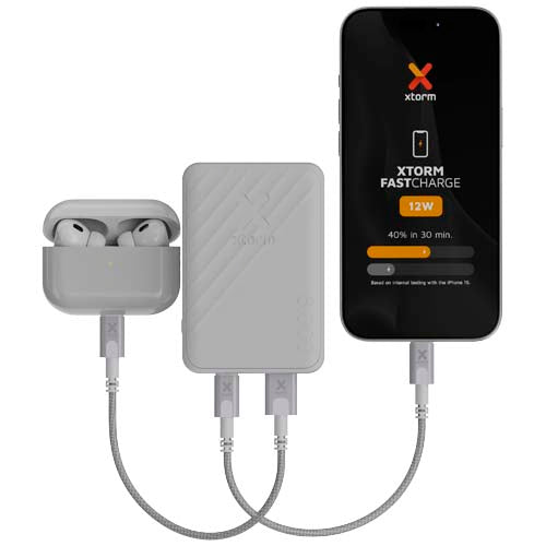 Xtorm XG205 Go2 Powerbank, grau, 12W, 5000mAh, individuell mit Logo bedruckbar bei Signalshop.de, Werbeartikel.