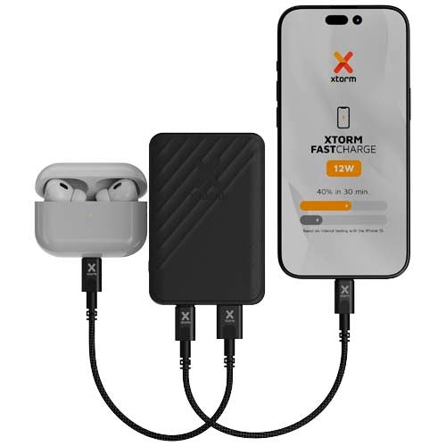 Xtorm XG205 Go2 Powerbank in Schwarz, 5000 mAh, individuell bedruckbar, von Signalshop.de, Werbeartikel, Werbegeschenke.