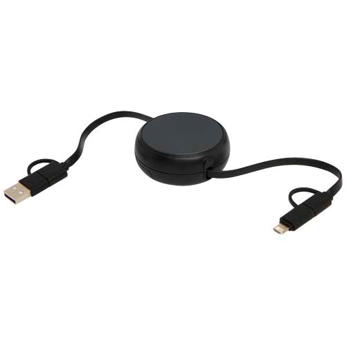 Alasia 5-in-1 Kabel, recyceltes Material, einziehbar, individuell bedruckbar, Signalshop.de Werbeartikel.