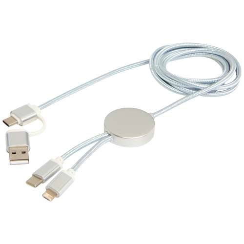 Alasia 150 cm 5-in-1 Kabel aus recyceltem Kunststoff mit USB- und Lightning-Anschlüssen, bedruckbar, Signalshop.de Werbeartikel