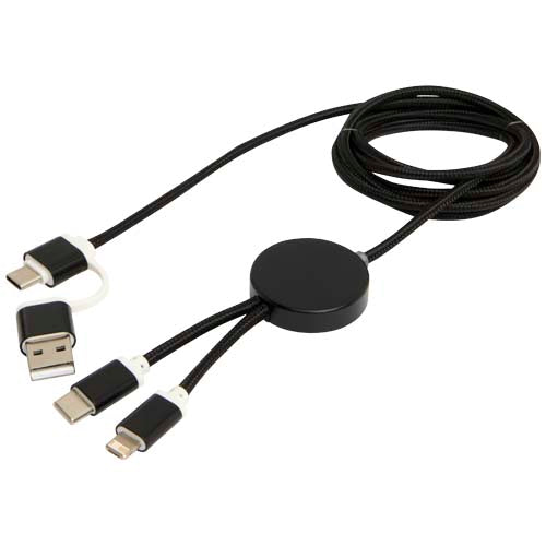 Schwarzes 5-in-1 Ladekabel aus recyceltem Kunststoff von Signalshop.de, individuell bedruckbar, Werbeartikel.