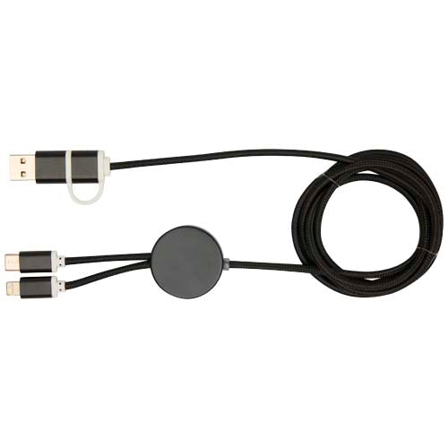 Alasia 150 cm 5-in-1 Kabel aus recyceltem Kunststoff, individuell mit Logo bedruckt, Signalshop.de Werbeartikel.