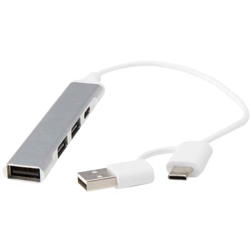 Alkaid 4 Port Hub aus recyceltem Aluminium mit USB-A und Typ-C Anschlüssen, individuell bei Signalshop.de.