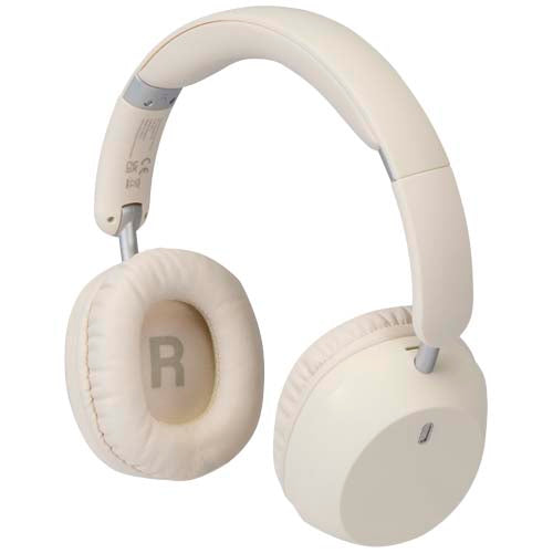 Hoggar faltbare Over Ear Kopfhörer in Beige aus recyceltem Kunststoff, individuell bedruckbar, Signalshop.de Werbeartikel.