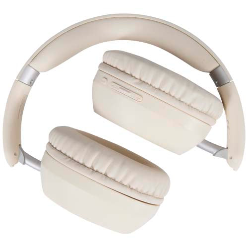 Hoggar faltbare Over-Ear Kopfhörer in Beige aus recyceltem Kunststoff mit ANC, individuell gestaltbar, Signalshop.de Werbeartikel.