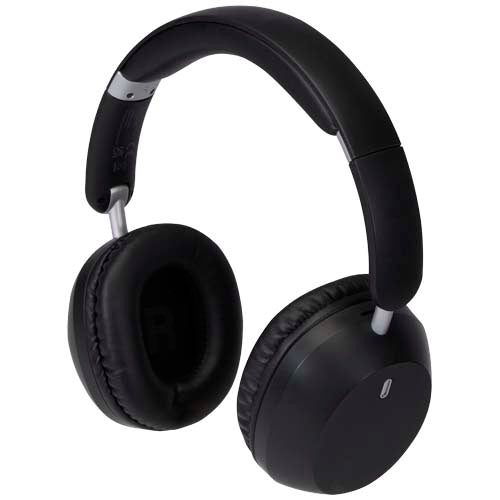 Schwarze Hoggar Over Ear Kopfhörer aus recyceltem Kunststoff mit ANC von Signalshop.de, individuell gestaltbar.