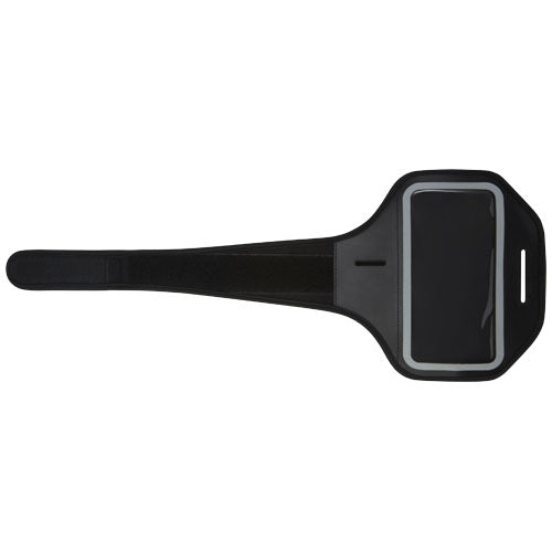 Reflektierendes Smartphone Armband mit transparenter Abdeckung, individualisierbar mit Logo, über Signalshop.de erhältlich.