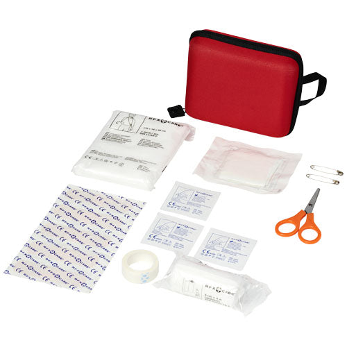 Healer 16-teiliges Erste-Hilfe-Set in roter Tasche, individuell bedruckbar, von Signalshop.de; Werbeartikel, Werbegeschenke, Werbemittel, Giveaway.