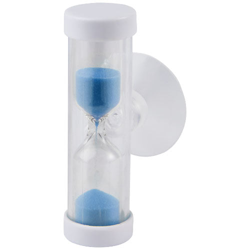 Weiß-blauer Catto-Duschtimer aus Kunststoff, individuell gestaltbar, Signalshop.de Werbeartikel, energiesparend.