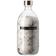 Wellmark Just Relax Badesalz 500 ml in Glasflasche, individuell bedruckbar, Signalshop.de Werbeartikel