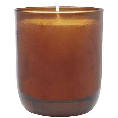Braune Duftkerze im Glas aus dem Wellmark Seifenspender-Set, nachhaltig, Signalshop.de Werbeartikel.