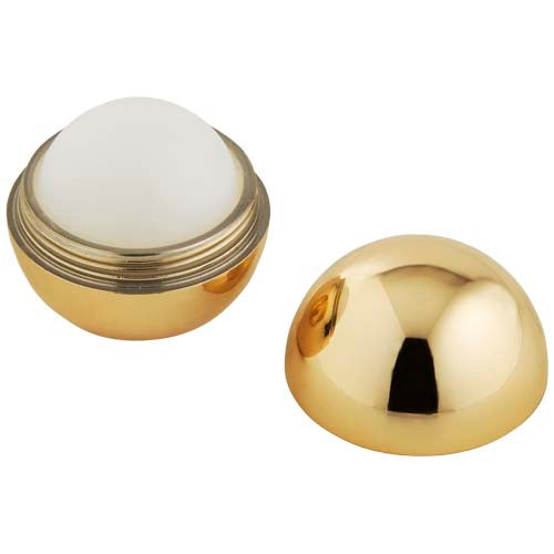 Goldener Elena Lippenbalsam mit Vanilleduft, rund, individuell bedruckbar, von Signalshop.de, Werbeartikel.